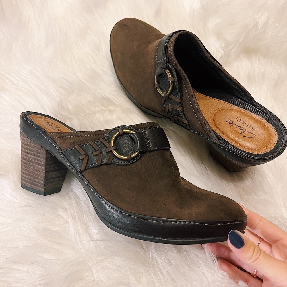 Clarks Artisan Leather Slip On Mules